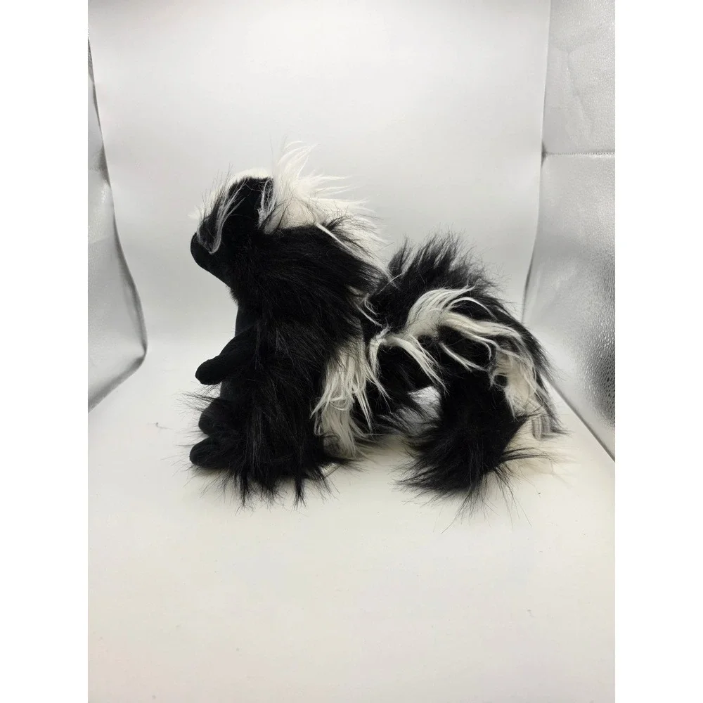 Portland Plush Steven Skunk Black White Shaggy Fur Stuffed Animal Green Heart 9